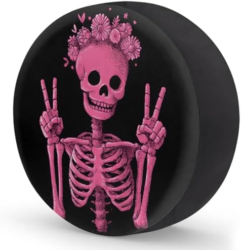 Pink Skull Fun Spare Tire Cover Dust-Proof Wheel Protector - Image 2