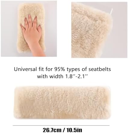 Amooca 2-Pack Real Wool Seatbelt Cover Authentic Sheepskin Shoulder Pad - Image 3