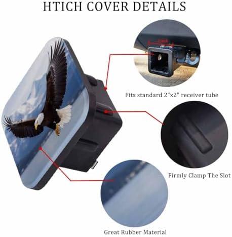 Bald Eagle Hitch Cover Winter American Eagle River Snow Mountain Rubber Trailer - Image 3