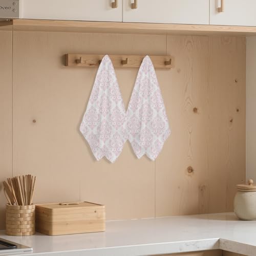2 Pcs Pink Art Kitchen Towels Decorative Hand Towels - Image 3