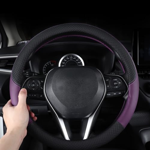 Automotive Steering Wheel Cover Leather Anti Slip Wrap 15" - Image 3