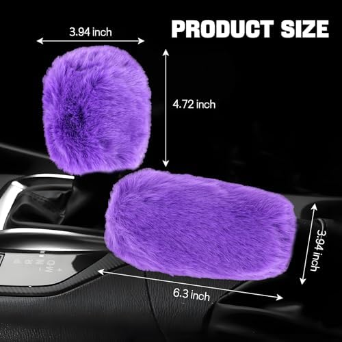 Hovom 2PCS Fluffy Car Gear Shift Knob Cover & Handbrake Cover - Image 2