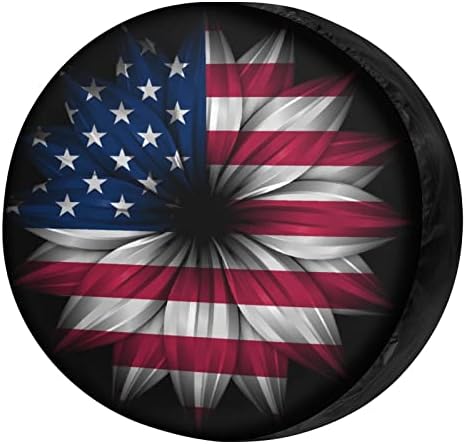 Delerain USA Flag Flower Spare Tire Cover by Delerain
