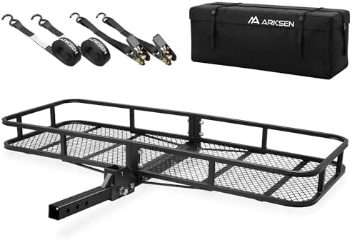 ARKSEN 60" x 23" x 5.5" Folding Hitch Cargo Carrier w/Bag&2 Straps by ARKSEN