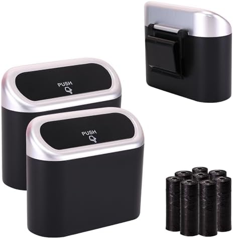 Ginsco Mini Car Trash Can with Lid, Small Car Garbage Can, Cute Leakproof ABS by Ginsco