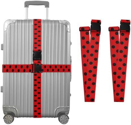Red Black Polka Dot Luggage Straps by Unknown
