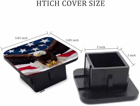 Trailer Hitch Cover for 2" Receivers Bald Eagle, American Flag Waving Flying - Image 2