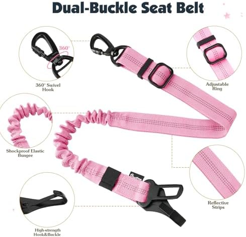 Pawaboo Dog Seat Belt Harness for Car, Seatbelt Harness - Image 3