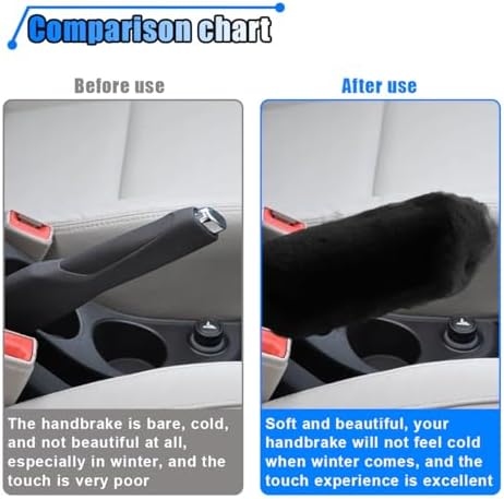 2PCS Plush Car Gear Shift Knob Cover & Handbrake Cover, Soft Fluffy Shift Knob - Image 6