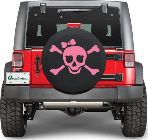 Quadratec Spare Tire Cover, Pirate Girl Pink Skull Graphic by Quadratec