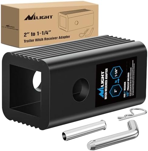 Nilight 2" to 1-1/4" Hitch Receiver Adapter Aluminum Towing Extender | Sleeve by Nilight