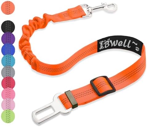 IBWell Dog Seat Belt with Elastic Bungee Leash, Car Seat Belt by IBWell