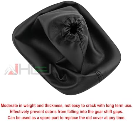 AJHLJ® Car Shift Gear Stick Handbrake Cover Manual Shift Boot Black Leather - Image 3