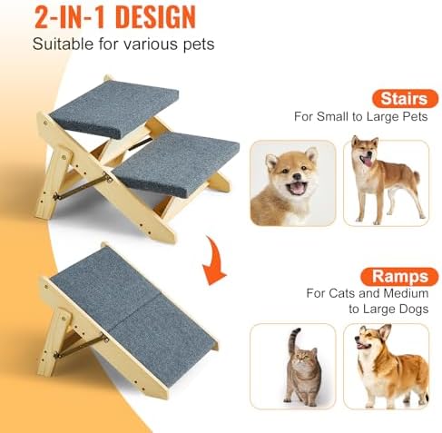 SKYSHALO Wooden Pet Steps, Convertible 2-in-1 Dog Stairs and Ramp - Image 3