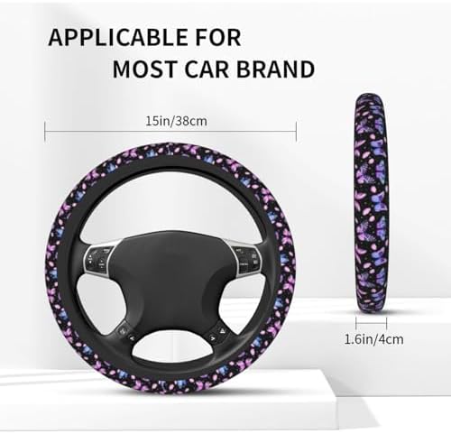 Purple Butterfly Steering Wheel Cover + 2 Cute car Butterflies Coasters - Image 3