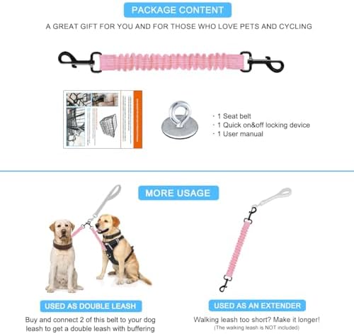 Dog Seat Belt for Bike Basket, Shock Absorbing Lead Bicycle Safety Leash - Image 7