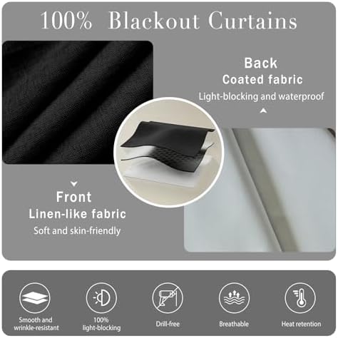 100% Blackout Self Adhesive Blackout Curtains- Stick on Curtains Shades Window - Image 4