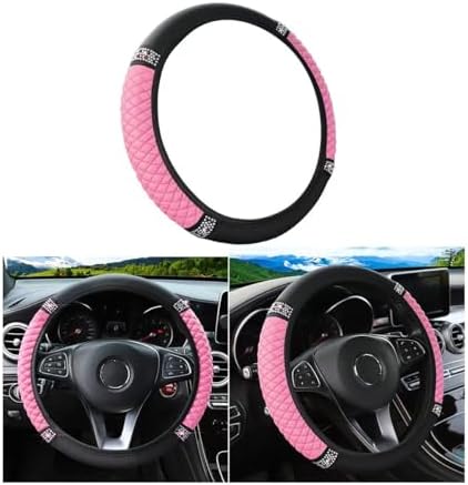 Osilly 15 Inch Rhinestone Leather Steering Wheel Cover by Osilly