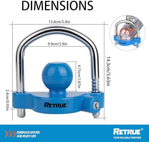 RETRUE Universal Trailer Coupler Lock, Adjustable Hitch Ball Lock - Image 2