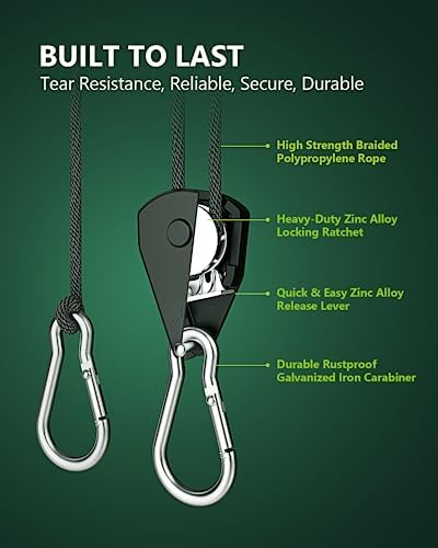 2-Pack 1/8” Rope Hanger, Heavy Duty Ratchet Tie Down Strap - Image 3