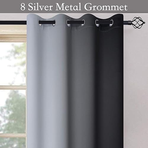 SimpleHome Ombre Black to Grey White Curtains - Image 4