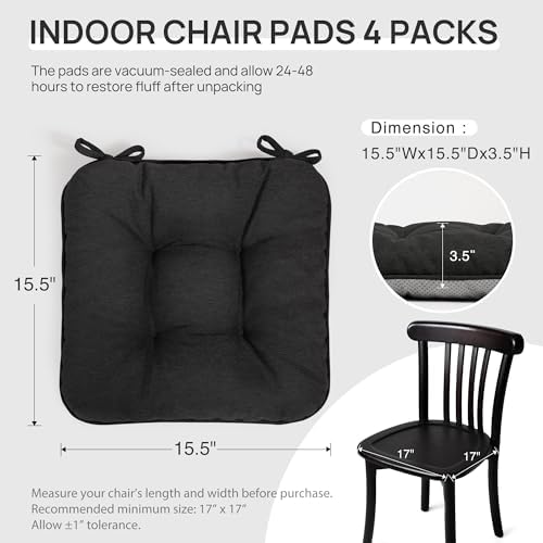 Love's cabin Memory Foam Chair Cushions Set of 4, 15.5 Inch - Image 2