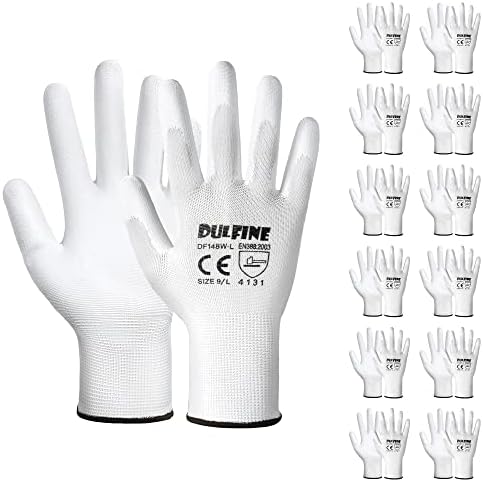 Safety Work Gloves PU Coated-12 Pairs, by DULFINE