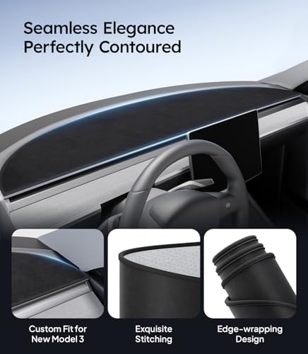 Wigoo Dashboard Cover for Tesla Model 3 Highland, Anti-Glare Suede - Image 3