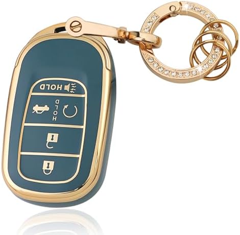TPU Key Fob Cover with Bling Ring, Compatible with Honda Accord Civic HR-V CR-V by Aoocar