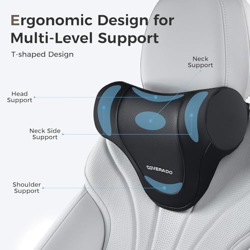 Coverado Car Headrest Pillow, Ergonomic Memory Foam Car Neck Pillow - Image 2