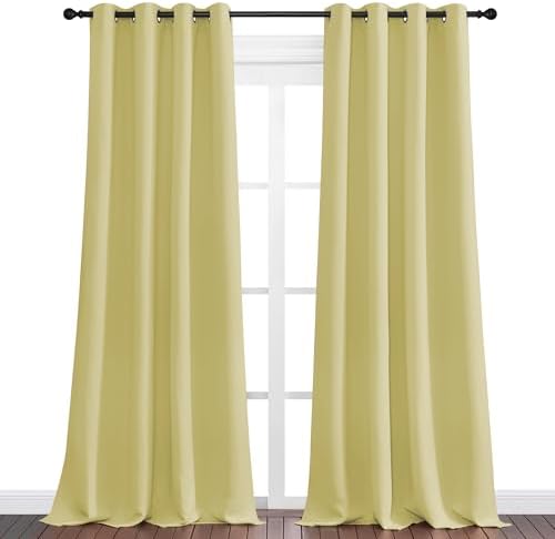 NICETOWN Paler Yellow Blackout Curtains 102" Long - Image 2