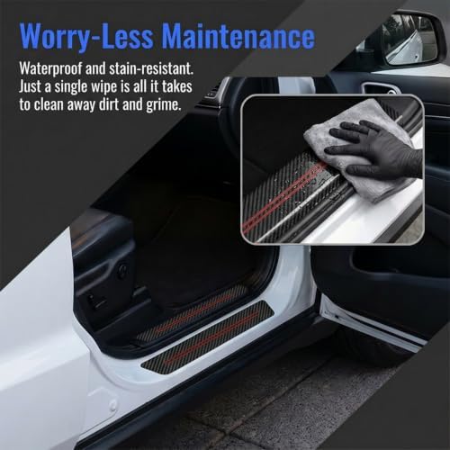4PCS Carbon Fiber Car Door Entry Guard Sill Protector Cover - Image 4