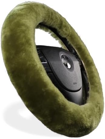 Green Fuzzy Sheepskin Car Steering Wheel Cover by OGLAND