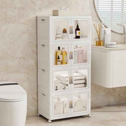 Stackable Storage Bins with Doors & Lids & Wheels - Image 6