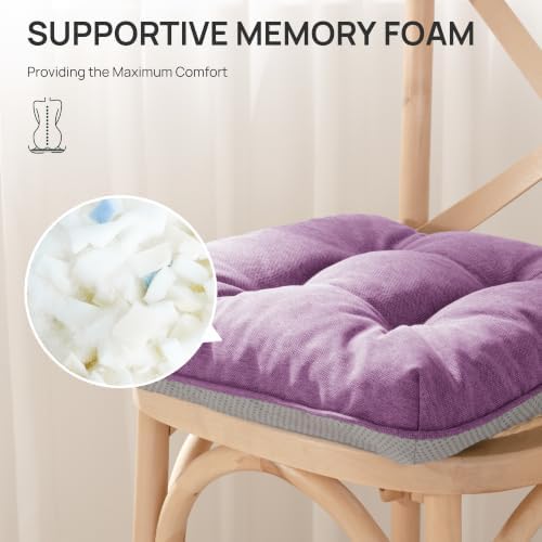 Love's cabin Memory Foam Chair Cushions Set of 4, 15.5 Inch, Light Purple - Image 3