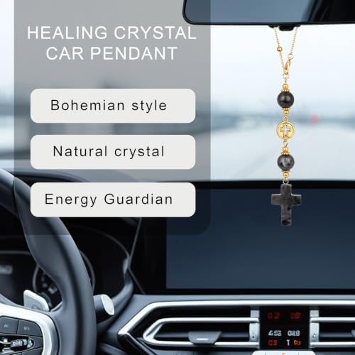 Larvikite Cross Car Hanging Ornament - Image 3