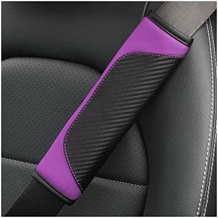 AUCELI 2PCS Carbon Fiber Car Seat Belt Cover, Breathable Leather by AUCELI