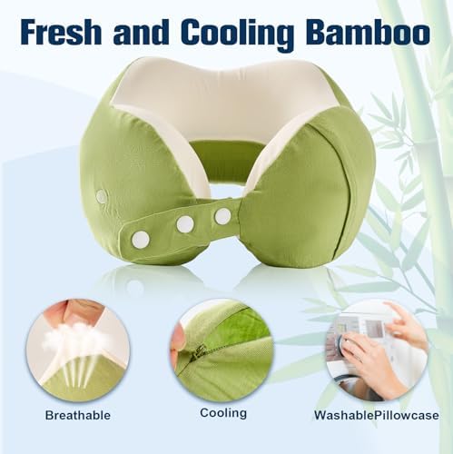 Cirorld Neck Pillow for Traveling, Travel Pillows for Airplanes Green - Image 5