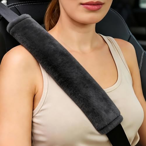 Amooca 15.7in Extra Long Furry Universal Car Seatbelt Cover Shoulder Pad - Image 5