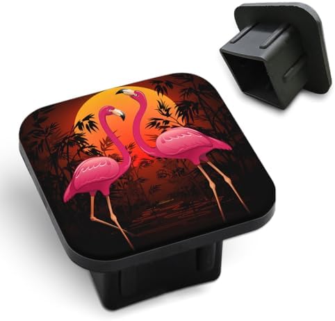 Flamingo Tow Hitch Cover Pink Flamingos Tropical Peaceful Sunset Couple Love by Unknown