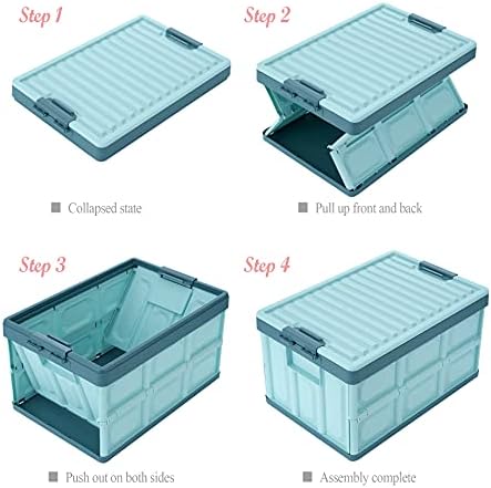Blue Folding Plastic Stackable Utility Crates 2-Pack, Collapsible Storage Bins - Image 3