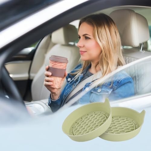 Zpana 4PCS 3.15 Inch Car Cup Holder Coasters Silicone Non-Slip Apricot - Image 6