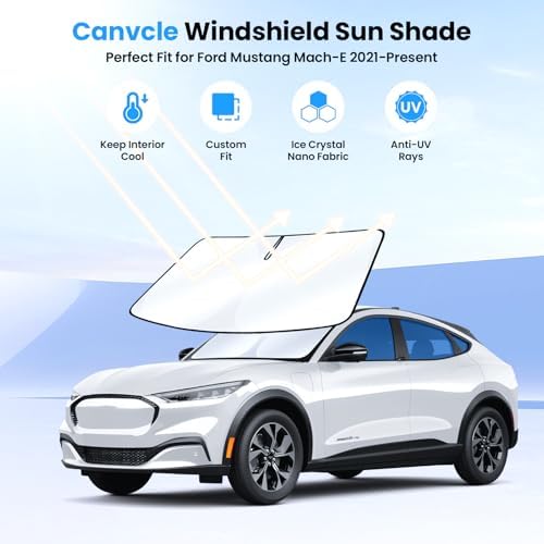Canvcle Windshield Sun Shade for 2021-2025 2026 Ford Mustang Mach-E Accessories - Image 2
