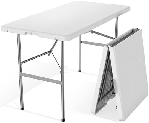 NEWBULIG 4 FT Foldable Table Easy to Fold and Store, Folding Picnic Table by NEWBULIG