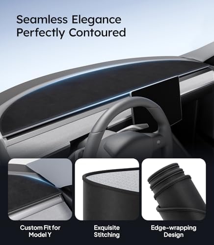 Wigoo Dashboard Cover for Tesla Model Y 2020-2024, Anti-Glare Suede - Image 3