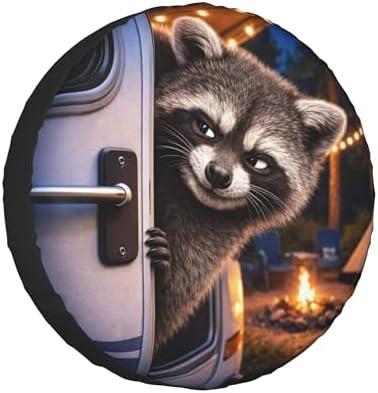 Peeping Raccoon Spare Tire Cover Wheel Protectors Weatherproof Spare Wheel by Unknown