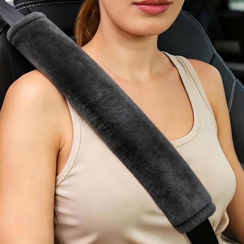 Amooca 19.7in Extra Long Furry Universal Car Seatbelt Cover Shoulder Pad - Image 3
