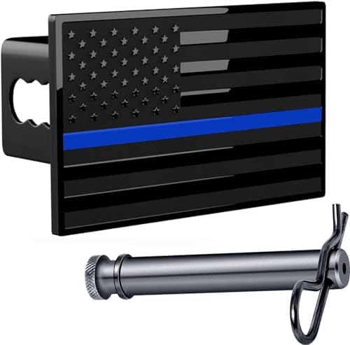 5"x3" American Black Flag Metal Hitch Cover by AutoAccessores