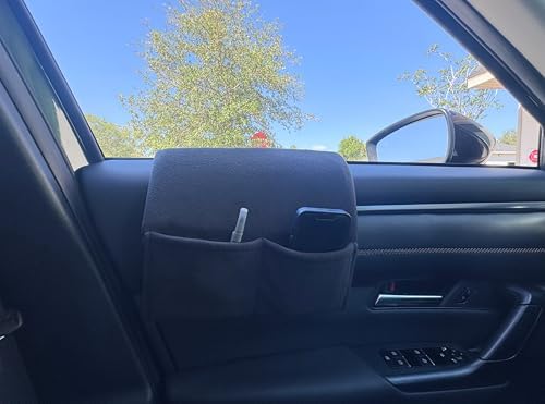 Car Console Covers Plus Window Armrest Elbow Pad w/Storage Pockets Black - Image 3