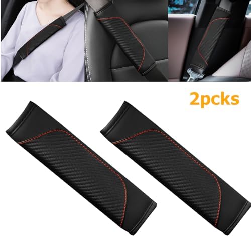 Osilly 2PCS Carbon Fiber Leather Seat Belt Shoulder Pads - Image 4